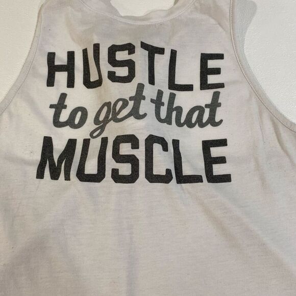 SO Perfectly Soft White “Hustle to Get That Muscle” Tank Top Size XL Activewear - Picture 4 of 5